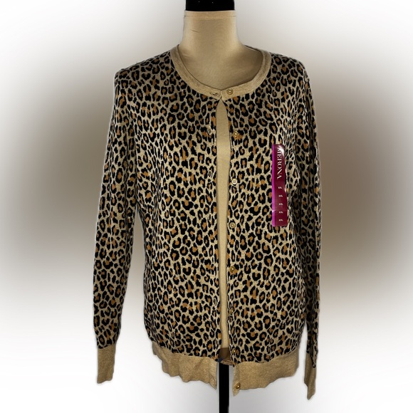Merona Sweaters - Merona Cheetah , Leopard Print Brown,Tan, black  Button Down Cardigan - 2X, NEW